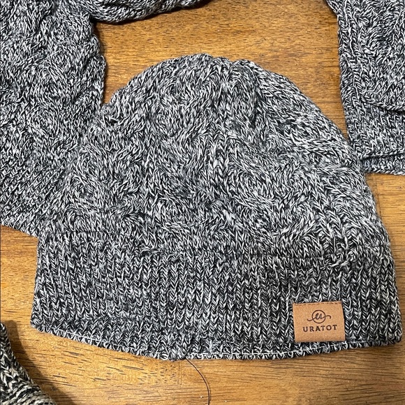 Gray Knit Scarf, Hat, and Mittens Set - Picture 2 of 4